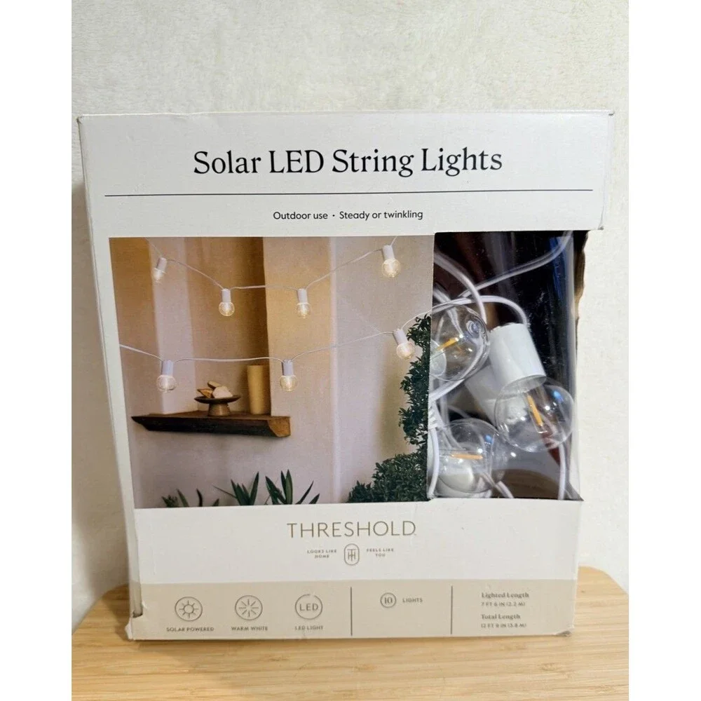 Threshold™ 10ct LED Solar Outdoor Orb Globe String Lights White Tested